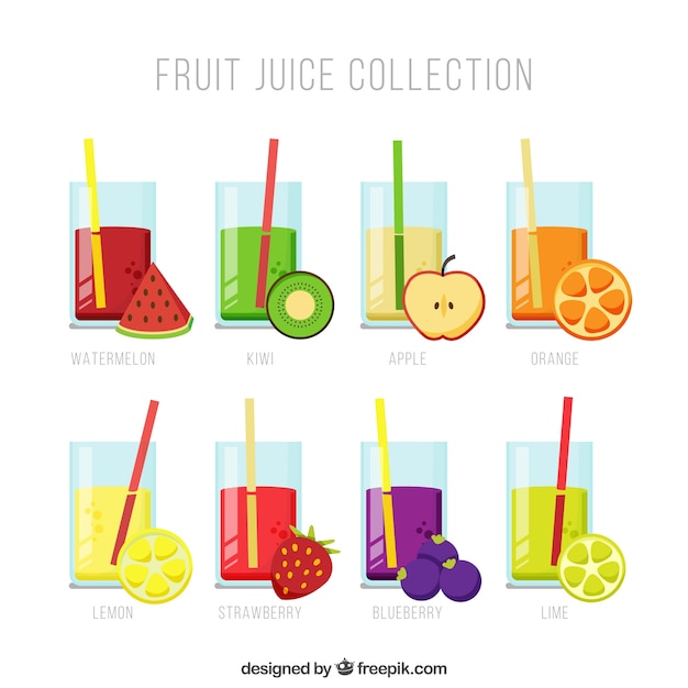 Vecteur gratuit collection de jus de fruits