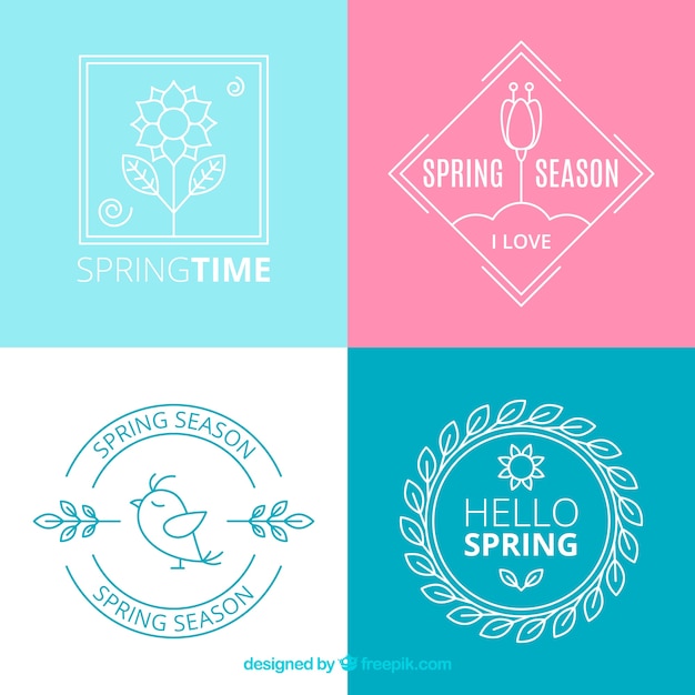 Vecteur gratuit collection de label / badge de printemps plat