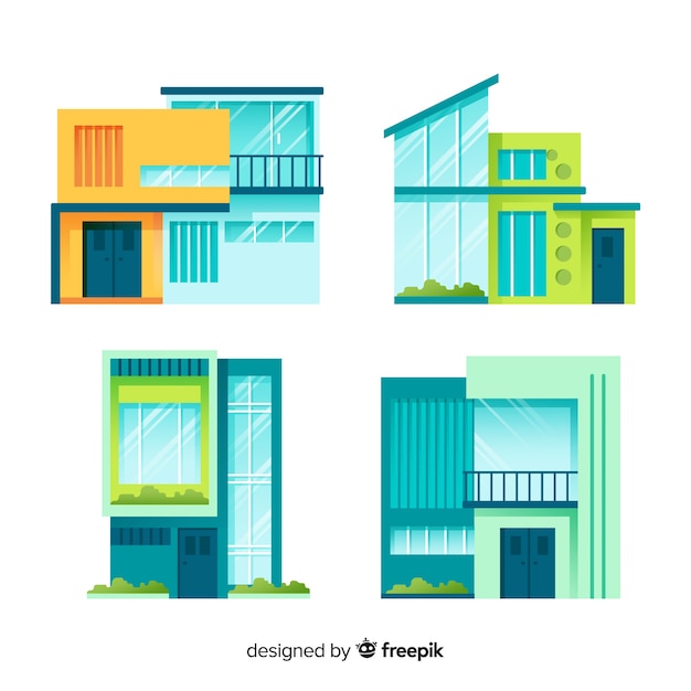 Vecteur gratuit collection de logements modernes au design plat