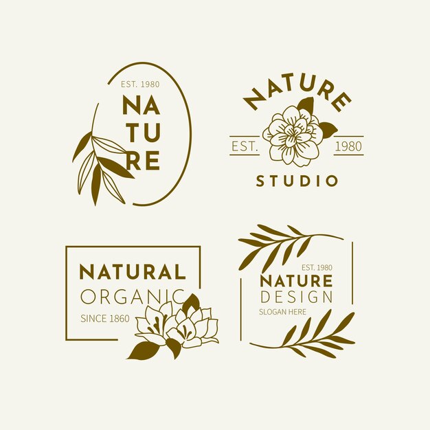 Collection de logo d'entreprise naturelle dans un style minimal