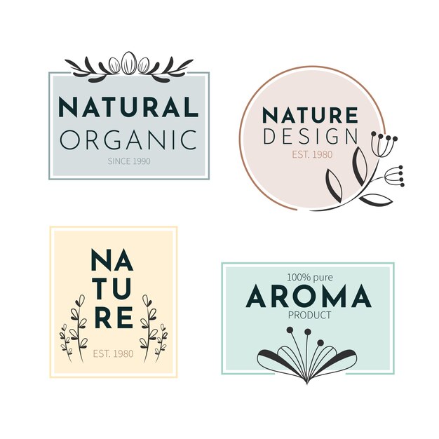 Collection de logo d'entreprise naturelle dans un style minimal