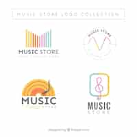 Vecteur gratuit collection de logo de magasin de musique avec un design plat