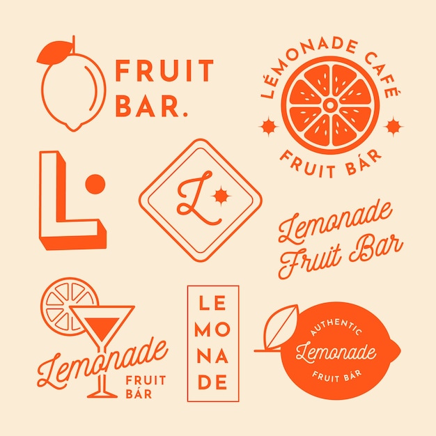 Vecteur gratuit collection de logos au design minimal en deux couleurs