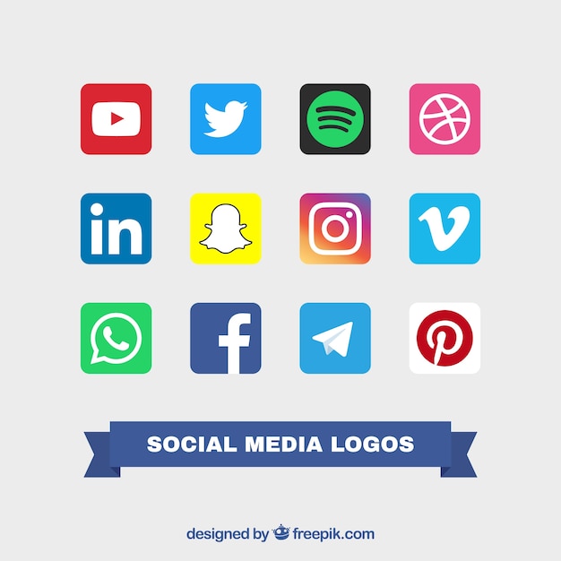 Collection de logos de couleur logos sociaux