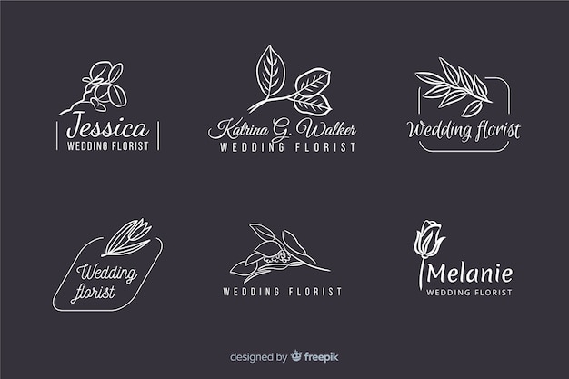 Vecteur gratuit collection de logos de fleuriste de mariage