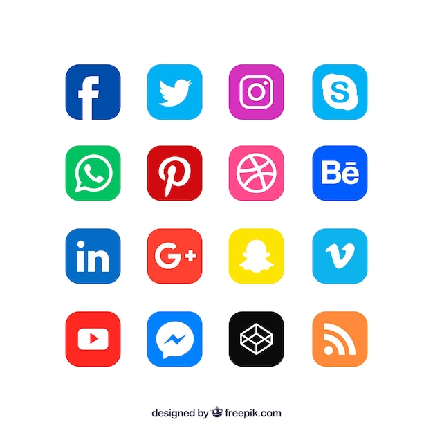 Collection de logos de médias sociaux dans un style plat