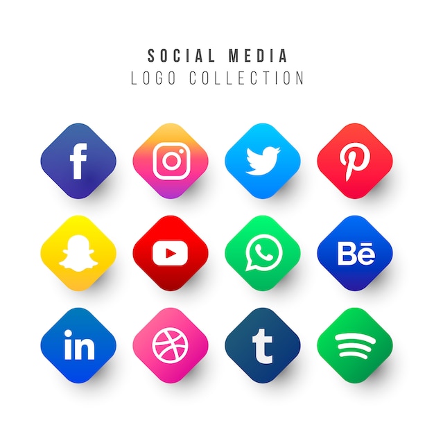 Collection de logos de médias sociaux avec des formes géométriques