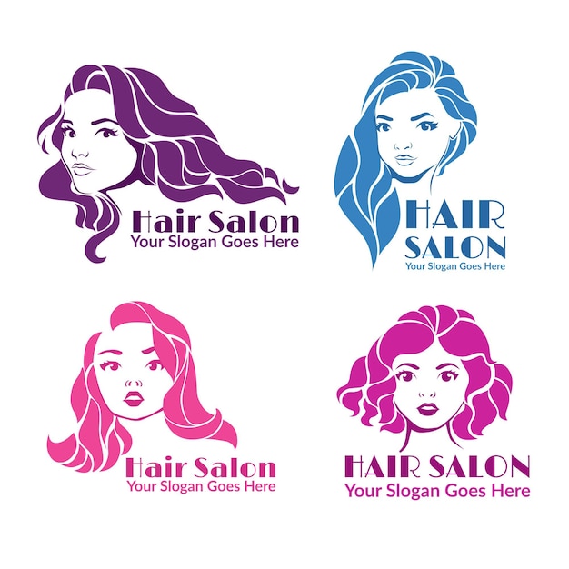 Collection de logos de salon de coiffure dessinés à la main