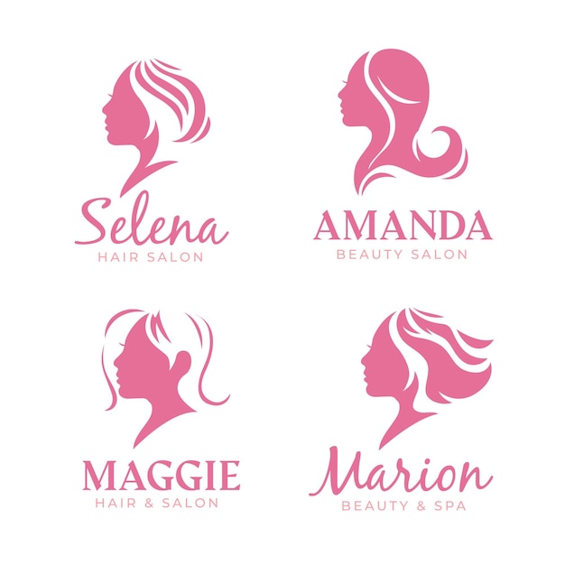 Collection de logos de salon de coiffure dessinés à la main