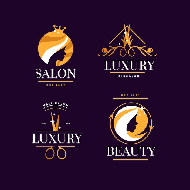 Collection de logos de salon de coiffure de luxe