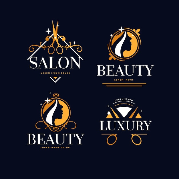 Collection de logos de salon de coiffure de luxe