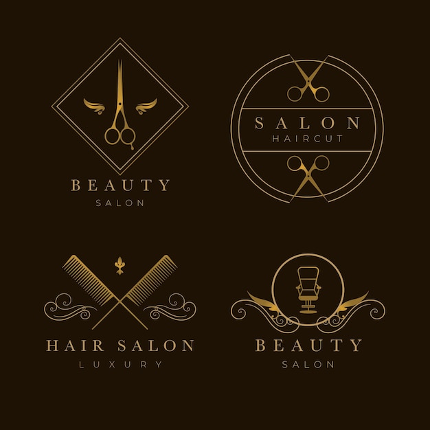 Collection de logos de salon de coiffure de luxe