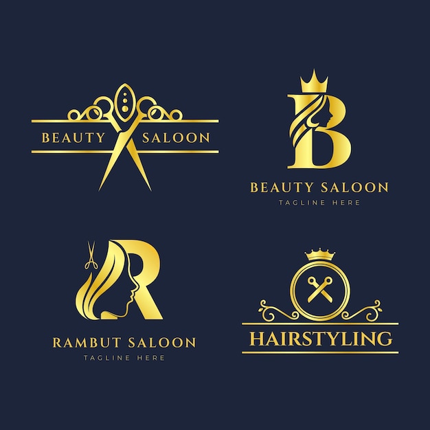 Collection de logos de salon de coiffure de luxe