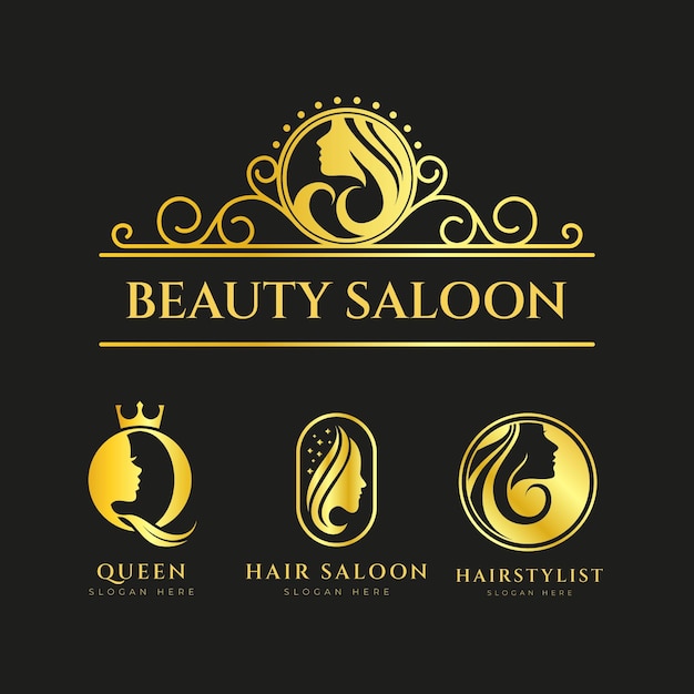 Collection de logos de salon de coiffure de luxe