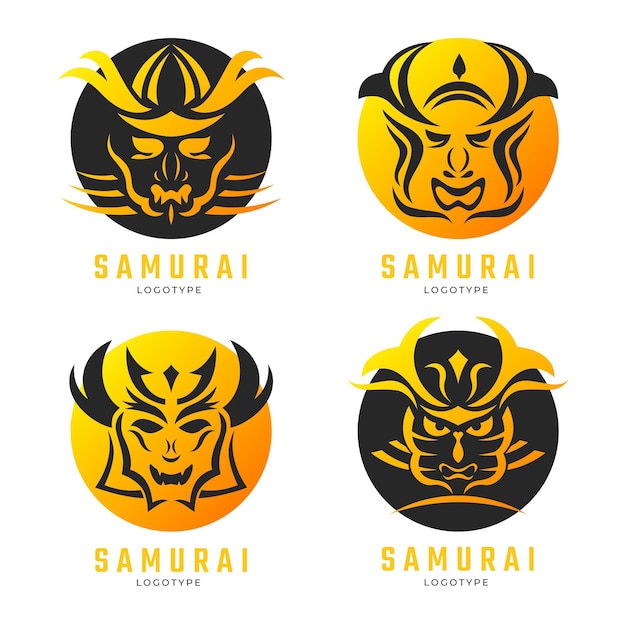 Vecteur gratuit collection de logos de samouraï dégradé