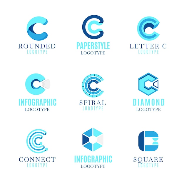 Vecteur gratuit collection de modèles de logo design plat c