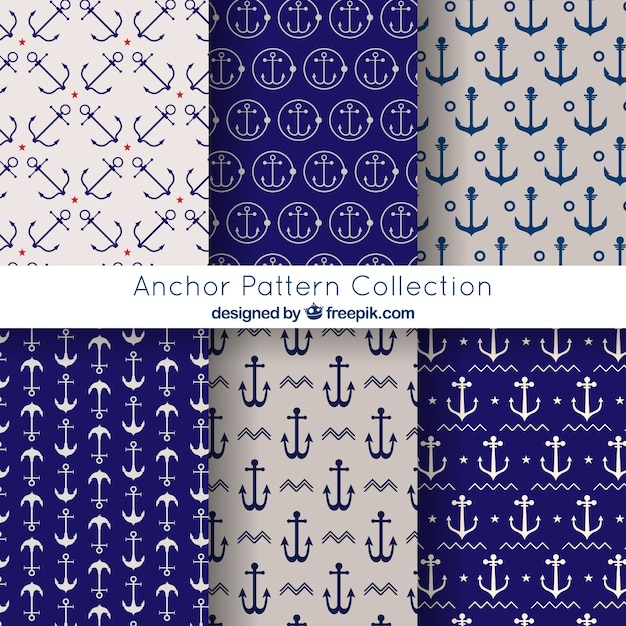 Vecteur gratuit collection de motifs d&#39;ancres élégants