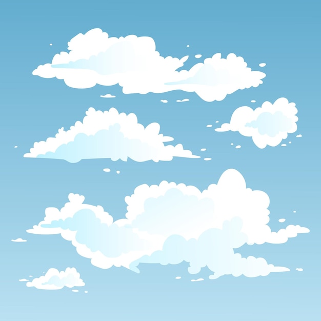 Vecteur gratuit collection de nuages dessinés à la main