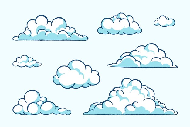 Collection de nuages dessinés à la main