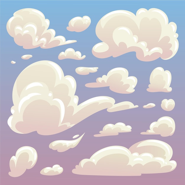 Vecteur gratuit collection de nuages dessinés à la main