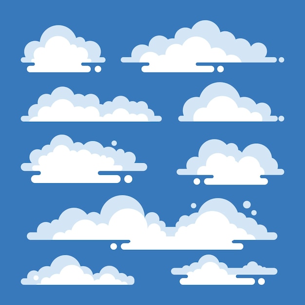 Collection de nuages plats