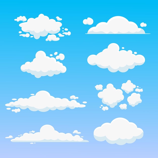 Vecteur gratuit collection de nuages plats