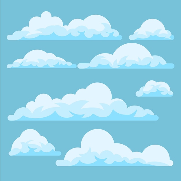 Vecteur gratuit collection de nuages plats