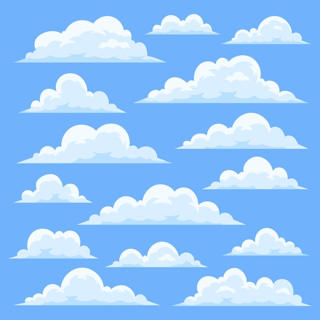 Vecteur gratuit collection de nuages plats