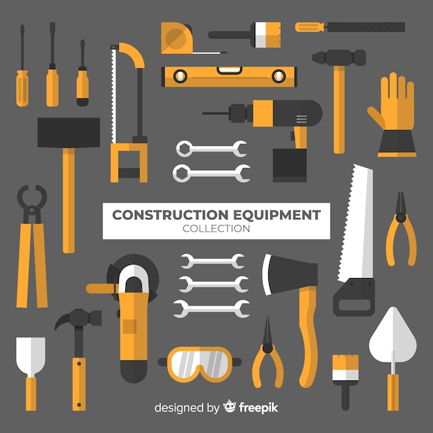 Collection d&#39;outils de construction plate