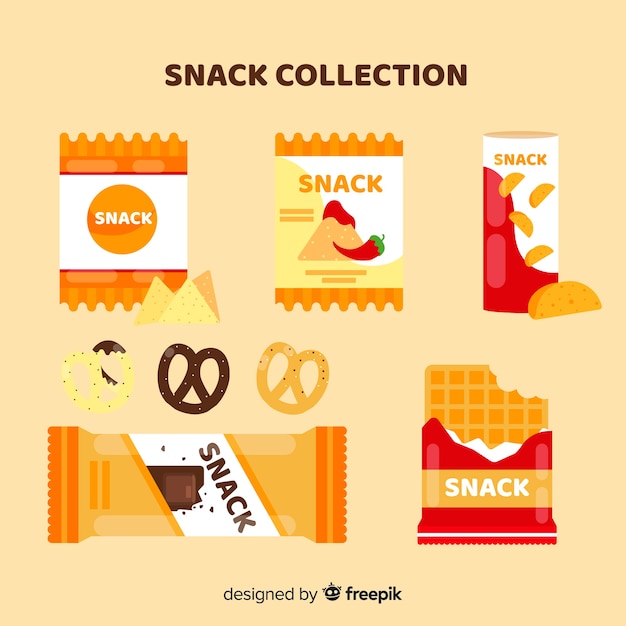 Vecteur gratuit collection plate de snacks