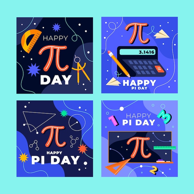 Vecteur gratuit collection de publications instagram flat pi day