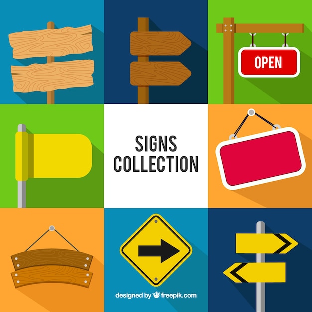 Vecteur gratuit collection de signe en design plat