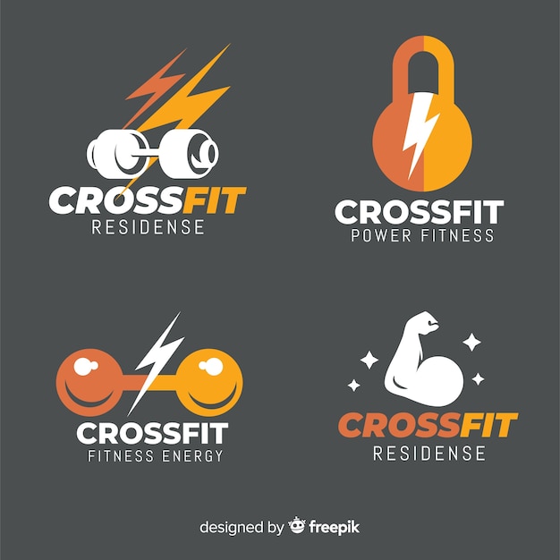 Collection de style plat logo crossfit