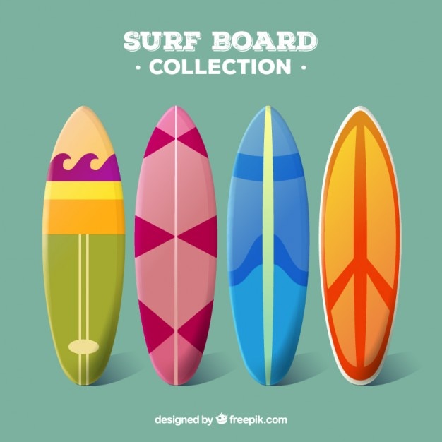 Vecteur gratuit collection surfboard dans un style moderne