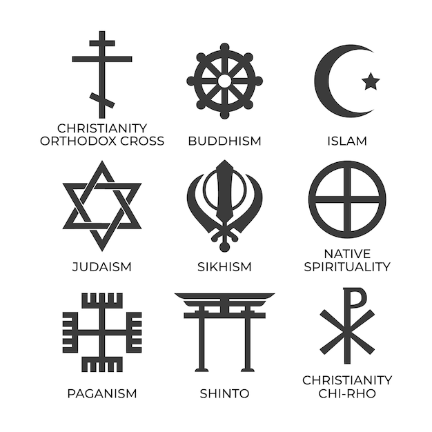 Vecteur gratuit collection de symboles religieux design plat