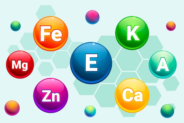 Vecteur gratuit complexe de vitamines et minéraux essentiels