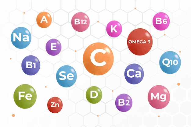 Vecteur gratuit complexe de vitamines et minéraux essentiels