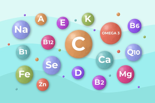 Vecteur gratuit complexe de vitamines et minéraux essentiels