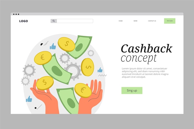 Concept de cashback - page de destination