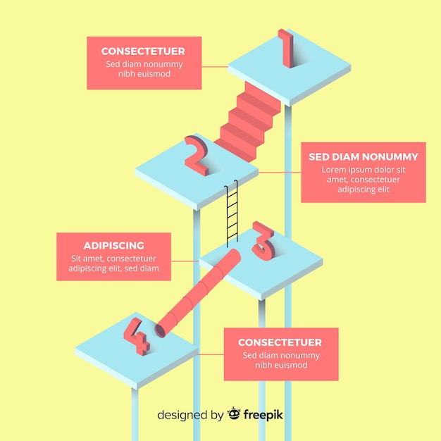 Vecteur gratuit concept d'étapes infographie isométrique