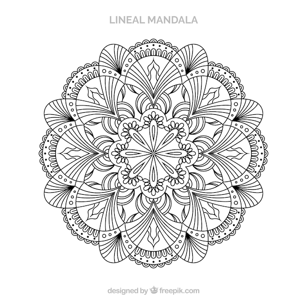 Vecteur gratuit concept de fond de mandala lineal