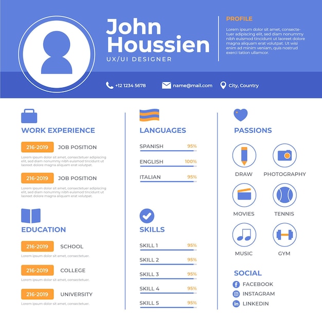 Vecteur gratuit concept d'illustration cv en ligne