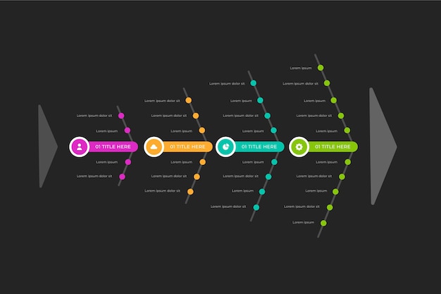 Concept d'infographie en arête de poisson plate