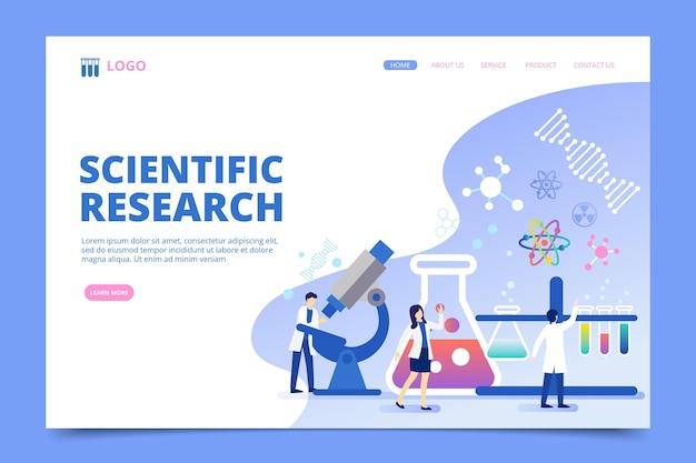 Concept de page de destination de la recherche scientifique