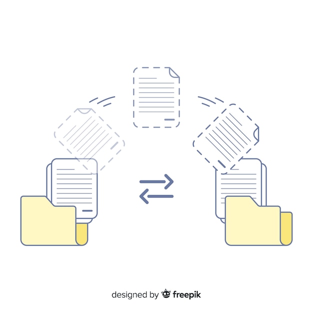 Vecteur gratuit concept de transfert de fichiers pour la page de destination