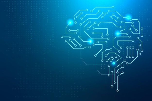 Vecteur gratuit concept de transformation numérique de vecteur de fond de cerveau de technologie d'ia