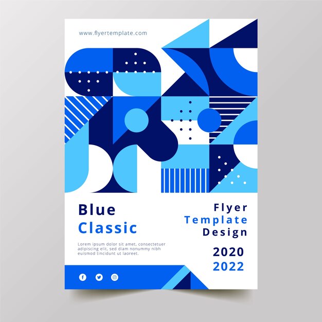 Conception abstraite de flyer bleu classique