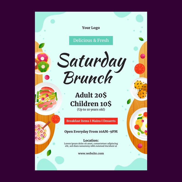 Conception d'affiche dégradée pour le petit-déjeuner et le brunch