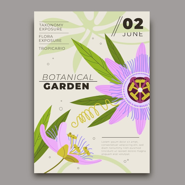 Conception d'affiche de jardin botanique dessiné à la main