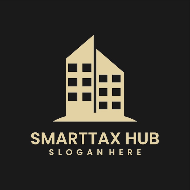 Vecteur gratuit la conception du logo plat du hub de smarttax vectoriel